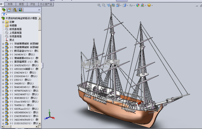木质结构的海盗帆船设计模型 模型设计解析